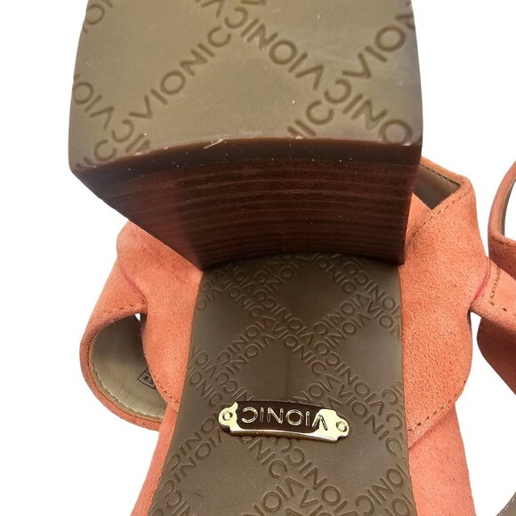 Vionic 8.5 Sofia Coral Block Heeled Sandal Suede - Picture 12 of 12